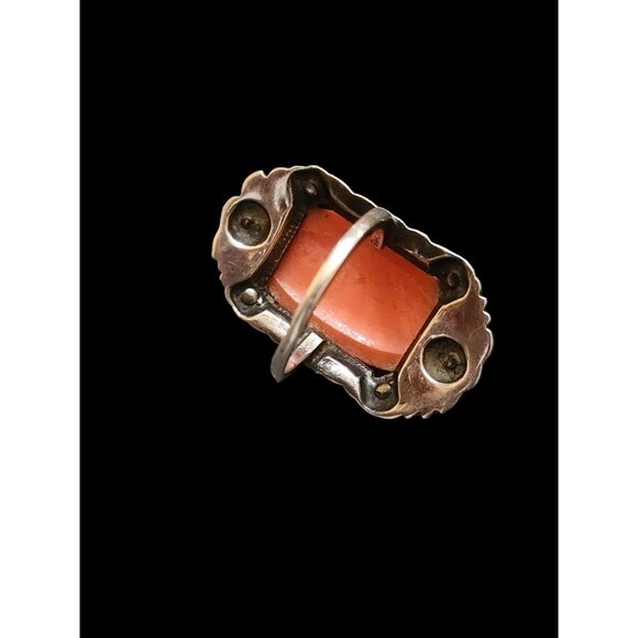 Amazing Art Deco Molded Glass and Sterling Size 4 ring (A4782) - Picture 6 of 6